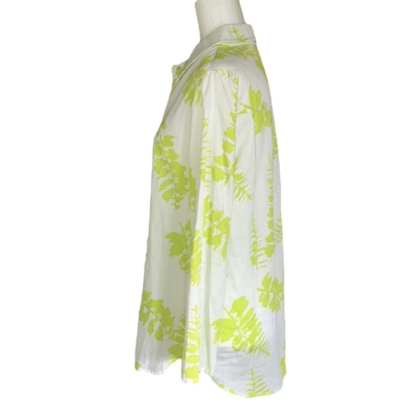 Persifor White & Lime Green Leaf Print Tunic Top Blouse - L - Picture 4 of 11